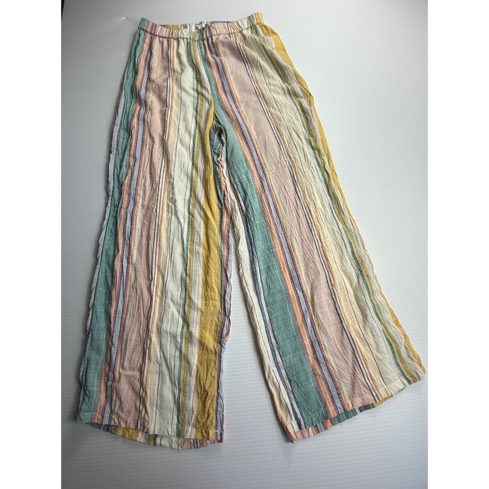 O'Neill Wide Leg Striped Linen-Blend Pants in Pastel Multicolor